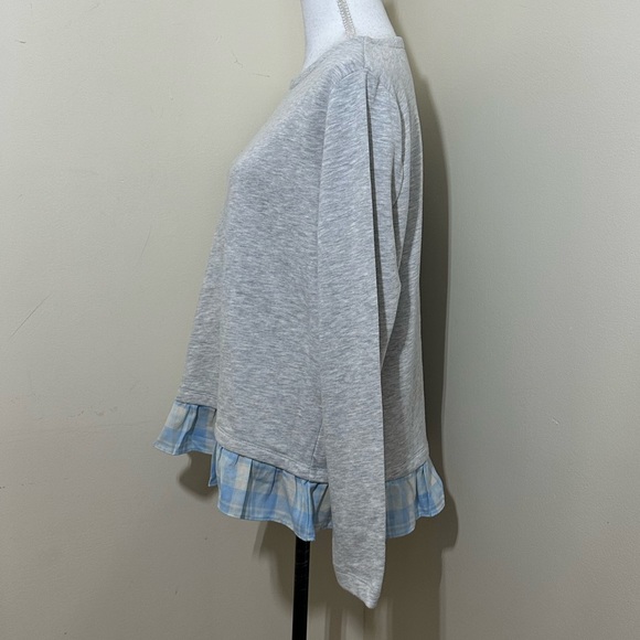 NWT Vineyard Vines || Women's Long Shore Plaid ruffles hem sweatshirt size L - Picture 3 of 7